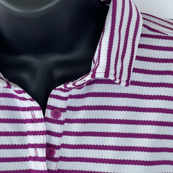 Columbia Golf Shirt Plum/White Stripes Omni-Wick Long Sleeve Poly Women’s Med - Picture 5 of 8